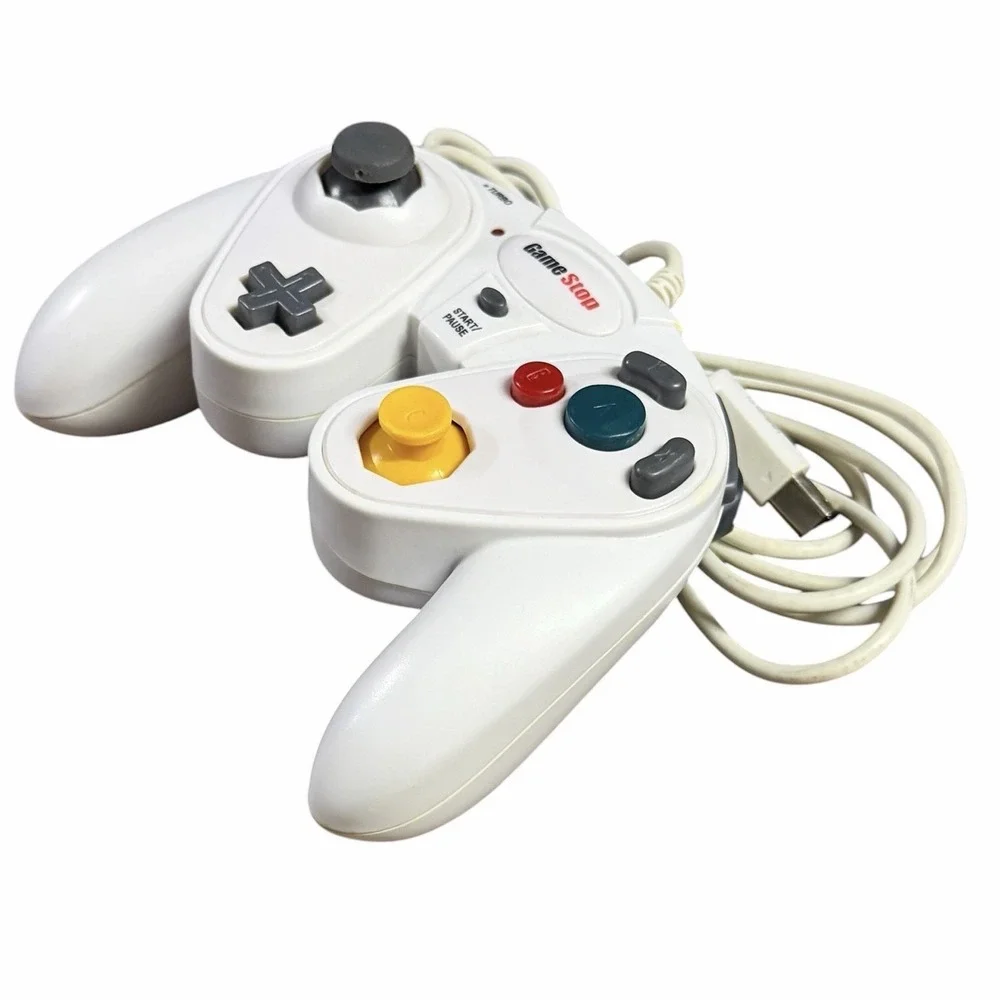 Nintendo GameCube OEM Silver Controller W/Gamestop Turbo Controller Lot (2) READ